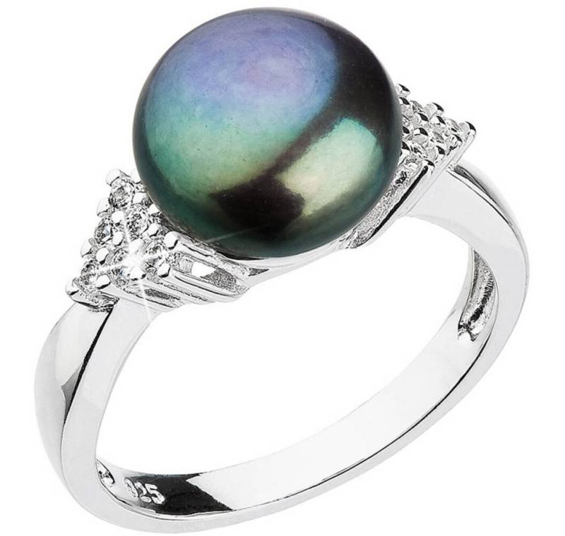 EVOLUTION Fingerring Silver ring with dark river pearl and zircons 25002.3 - Circuit: 56 mm von EVOLUTION