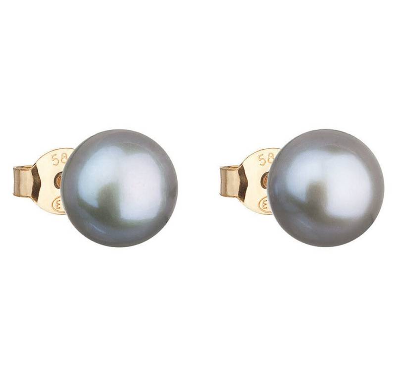 EVOLUTION Ohrring-Set Gold-Ohrringe mit echten Perlen Pavona 921042.3 grau von EVOLUTION