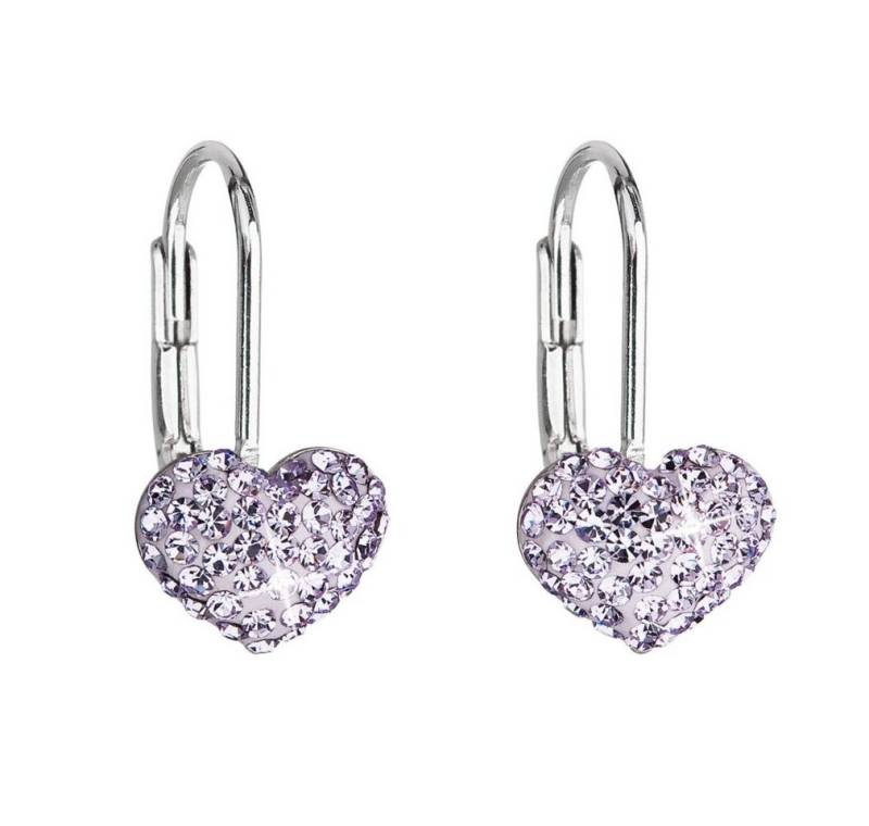 EVOLUTION Ohrring-Set Heart earrings with crystals 31125.3 violet von EVOLUTION