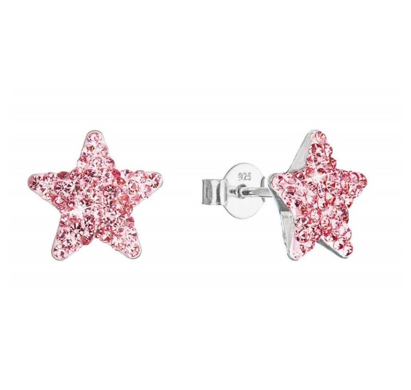 EVOLUTION Ohrring-Set Silberne Ohrringe Sterne mit Kristallen Preciosa 31312.3 hellrosa von EVOLUTION
