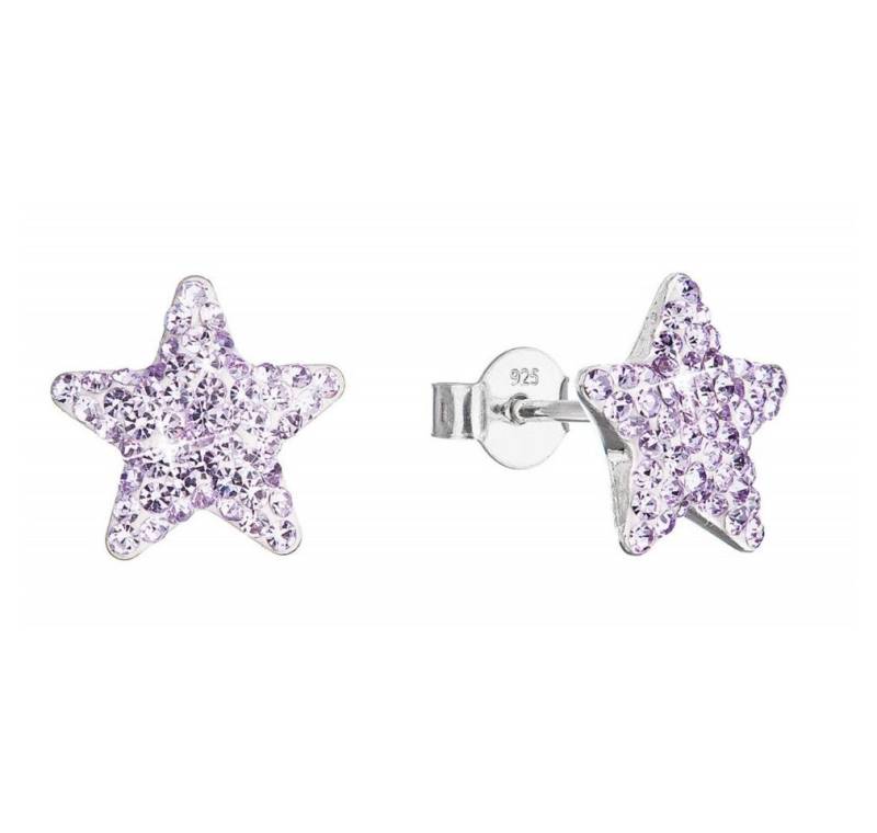 EVOLUTION Ohrring-Set Silberne Ohrringe Sterne mit Kristallen Preciosa 31312.3 violett von EVOLUTION