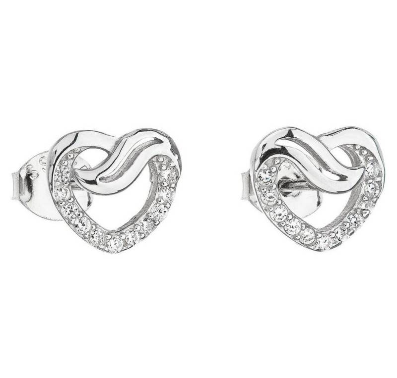 EVOLUTION Ohrring-Set Silver earrings with zircon white heart 11114.1 von EVOLUTION