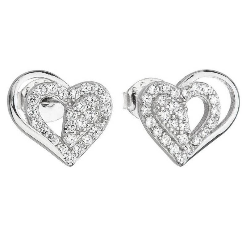 EVOLUTION Ohrring-Set Silver earrings with zircon white heart 11115.1 von EVOLUTION