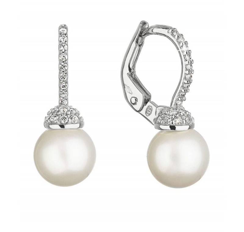 EVOLUTION Ohrring-Set Sparkling White Gold Real Pearl Dangle Earrings 81P00022 von EVOLUTION