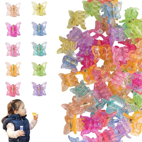 50 Stück Schmetterling Haarspange, Glitzer Butterfly, Mini Haarspangen, Süße Mini Haarspiralen Clip, für Mädchen, Frauen, Kinder 50 Stück Schmetterling Haarspange, Glitzer Butterfly, Mini Haarspangen, Süße Mini Haarspiralen Clip, für Mädchen, Frauen, Kinder von EVTHUR