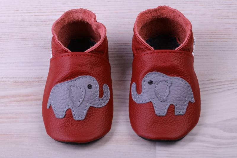 Rotes Leder Babyschuhe Mit Elefant, Weiche Sohle Babyschuhe, Kleinkindschuhe, Baby Mokassins/Booties, Säuglingsschuhe/Hausschuhe, Jungen, Mädchen von EVTODI