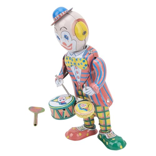 EVTSCan Aufzieh-Clown aus Weißblech, Retro-Uhrwerk, Clown, Schlagzeuger, Vintage-Clown-Spielzeug Für Kinder, Schreibtisch-Dekoration, Ornament, Party-Geschenk von EVTSCAN