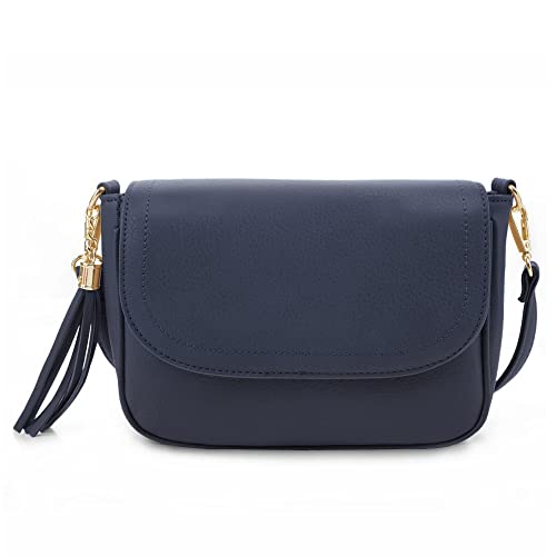 EVVE Crossbody Bags for Women - Flap Saddle Purse Style, navy von EVVE