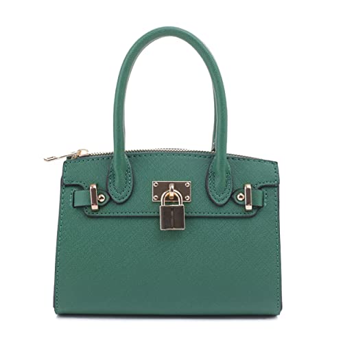 EVVE Damen Abendtasche Party Clutches Mini Satchel Geldbörse Cocktail Abschlussball Handtaschen mit Kette und Schloss, kelly green von EVVE