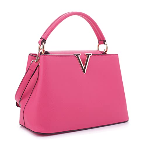 EVVE Damen Kleine Umhängetasche Klassische Top Griff Geldbörsen Mode Crossbody Handtaschen mit Schultergurt, fuchsia von EVVE