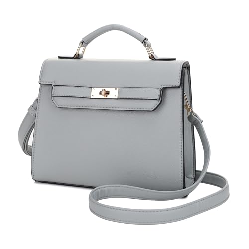 EVVE Damen-Umhängetasche mit Tragegriff und abnehmbarem Riemen, klein, genarbtes Leder, modische Umhängetasche, Blau2 von EVVE