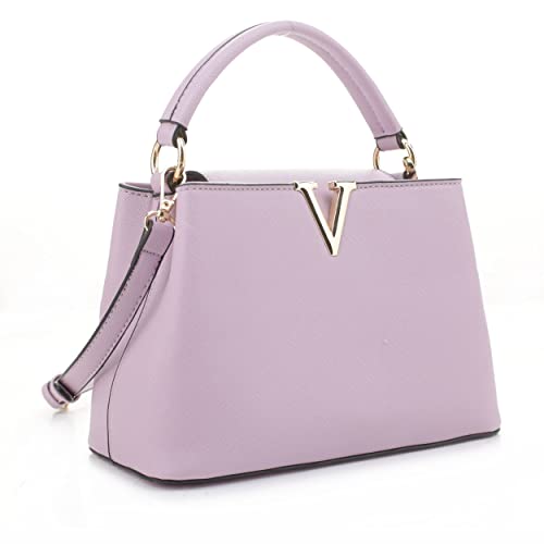 EVVE Kleine Damen-Umhängetasche, klassisch, mit Tragegriff oben, modische Crossbody-Handtaschen mit Schultergurt, Flieder EVVE Kleine Damen-Umhängetasche, klassisch, mit Tragegriff oben, modische Crossbody-Handtaschen mit Schultergurt, Flieder von EVVE