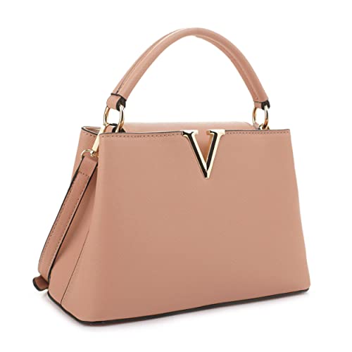 EVVE Kleine Damen-Umhängetasche, klassisch, mit Tragegriff oben, modische Crossbody-Handtaschen mit Schultergurt, nude von EVVE