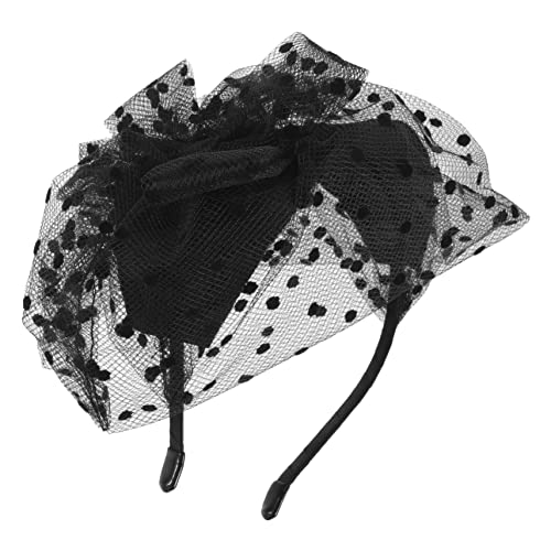 Zylinderhut, schwarze Schleife, Stirnband, Damenhüte, Damen-Stirnband, Gesichtsschleier, Stirnband, Mesh-Schleier-Stirnband, Fascinator-Kopfschmuck, Damen-Kopfschmuck, Fascinator- von EVXOIJMS