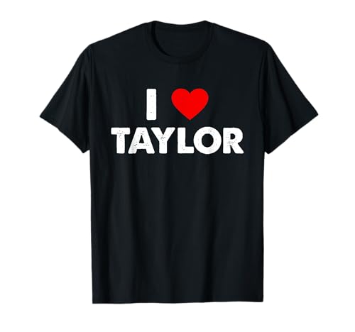 EWD First Name Apparel I Love Taylor T-Shirt für Damen und Herren, Taylor Swift Fan T-Shirt, Schwarz, V-Ausschnitt mit Kurzarm, Größe S von EWD First Name Apparel
