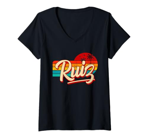Damen Persönlicher Name Ruiz Retro Vintage Vorname Ruiz T-Shirt mit V-Ausschnitt Damen Persönlicher Name Ruiz Retro Vintage Vorname Ruiz T-Shirt mit V-Ausschnitt von EWD MENS APPAREL