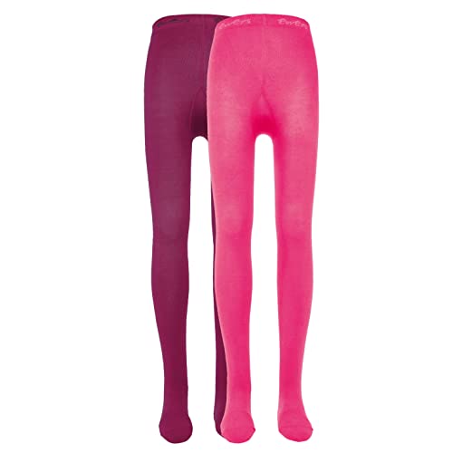 EWERS 2er-Pack Baby- & Kinderstrumpfhosen Unifarben, Doppelpack Strumpfhosen aus Baumwolle für Mädchen, MADE IN EUROPE, Pink/Rosa, Größe 122-128 von EWERS