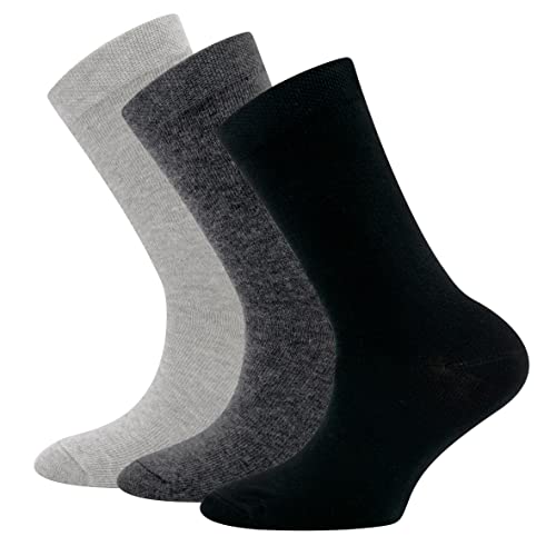 EWERS 3er-Pack Socken Uni, einfarbige Basic-Socken für Mädchen und Jungen, Baumwolle, MADE IN GERMANY, Mädchensocken Jungensocken Kindersocken Unisocken, Größe 27-30, Grau von EWERS