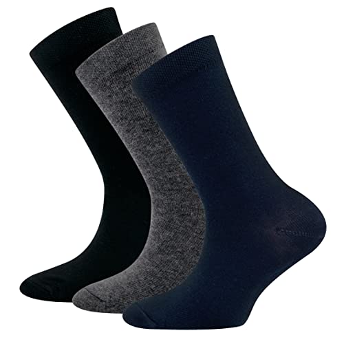 EWERS 3er-Pack Socken Uni, einfarbige Basic-Socken für Mädchen und Jungen, Baumwolle, MADE IN GERMANY, Mädchensocken Jungensocken Kindersocken Unisocken, Größe 31-34, Schwarz von EWERS