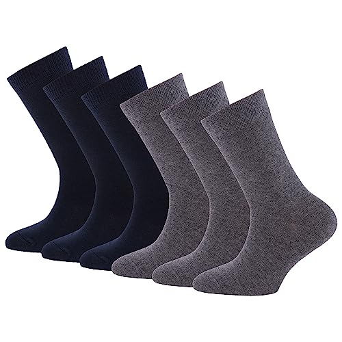 EWERS 6er Pack Uni Socken, einfarbige Söckchen für Mädchen und Jungen, Baumwolle, MADE IN EUROPE, Mädchensocken Jungensocken Kindersocken, Größe 23-26, schwarz/grau von EWERS