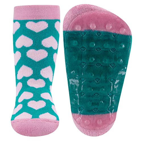 EWERS Herzen Stoppersocken SoftStep, Socken mit Antirutschsohle für Mädchen, Anti-Rutsch-Socken mit Gummisohle, MADE IN GERMANY, 1 Paar rutschfeste Kindersocken, Größe 25-26 von EWERS