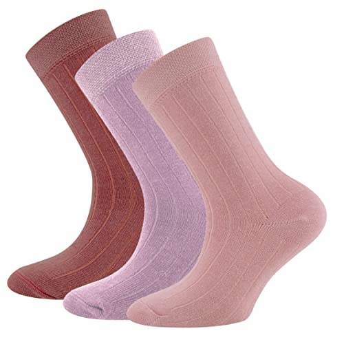 EWERS Retro-Chic Socken 3er-Pack Rippe für Kinder - Klassische Rippstruktur, trendige Farben und optimale Passform - Made in Germany - Rosa/Lila/Pink, Größe 23-26 von EWERS