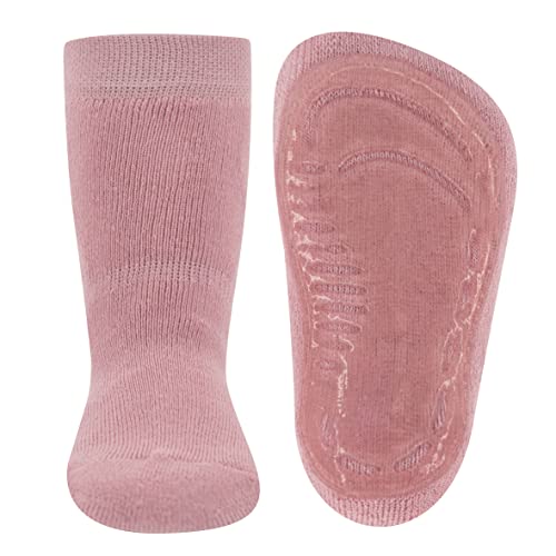 EWERS Stoppersocken SoftStep Uni, Socken mit Anti-Rutsch-Sohle für Jungen und Mädchen, 1 Paar rutschfeste Kindersocken mit Gummisohle, Hell Wildrose (Rosa), Größe 21-22 von EWERS