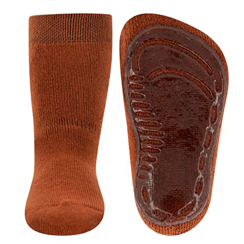 EWERS Stoppersocken SoftStep Uni, Socken mit Anti-Rutsch-Sohle für Jungen und Mädchen, 1 Paar rutschfeste Kindersocken mit Gummisohle, Kupfer (Kupfer-Rot), Größe 23-24 von EWERS