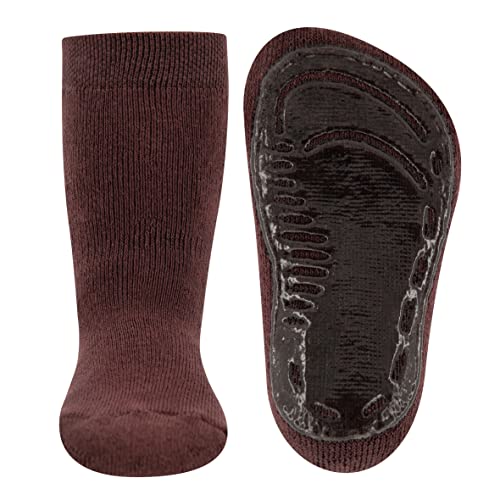 EWERS Stoppersocken SoftStep Uni, Socken mit Anti-Rutsch-Sohle für Jungen und Mädchen, 1 Paar rutschfeste Kindersocken mit Gummisohle, Mahagoni (Braun), Größe 29-30 von EWERS