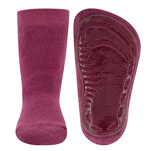 EWERS Stoppersocken SoftStep Uni, Socken mit Anti-Rutsch-Sohle für Jungen und Mädchen, 1 Paar rutschfeste Kindersocken mit Gummisohle, Marone (Lila), Größe 29-30 von EWERS