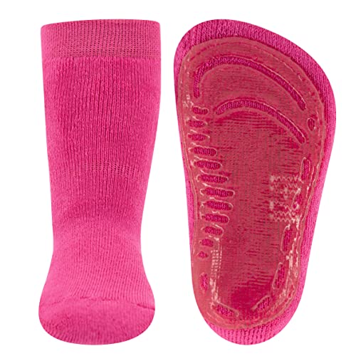 EWERS Stoppersocken SoftStep Uni, Socken mit Anti-Rutsch-Sohle für Jungen und Mädchen, 1 Paar rutschfeste Kindersocken mit Gummisohle, Phlox (Pink), Größe 21-22 von EWERS
