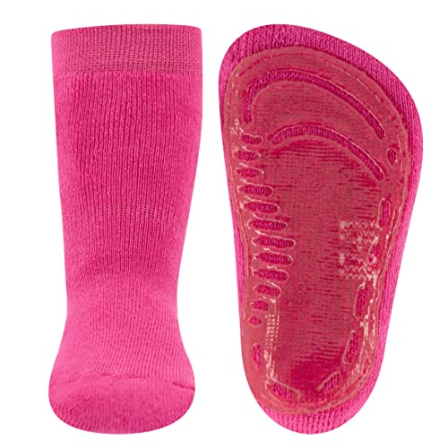 EWERS Stoppersocken SoftStep Uni, Socken mit Anti-Rutsch-Sohle für Jungen und Mädchen, 1 Paar rutschfeste Kindersocken mit Gummisohle, Phlox (Pink), Größe 23-24 von EWERS