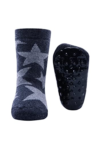 EWERS Stoppersocken Sterne, Socken mit Antirutschsohle für Mädchen und Jungen, Anti-Rutsch-Socken mit Gummisohle, MADE IN GERMANY, 1 Paar rutschfeste Kindersocken, Grau, Größe 17-18 von EWERS