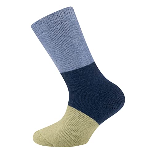 EWERS THERMO-Socken Blockringel, Gummistiefel-Socken für Jungen, Bio-Baumwolle, GOTS zertifiziert, MADE IN EUROPE, Hellblau/Marineblau/Hellgrün, Größe 19-22 von EWERS