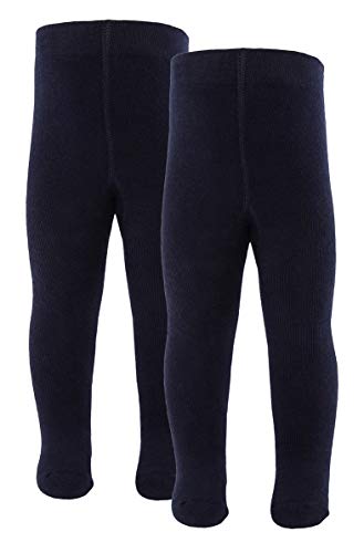 Ewers Baby- und Kinderstrumpfhose für Mädchen und Jungen 2er Pack, Made in Europe, Strumpfhose 98% Baumwolle Uni Basic Doppelpack,Marine,98-104 von EWERS