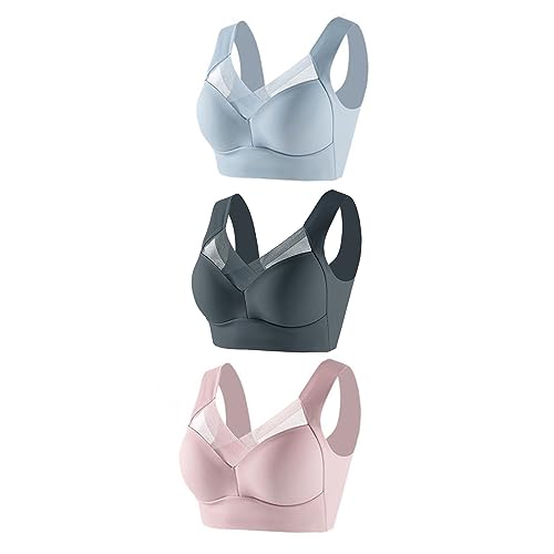 3er Pack BHS Damen Ohne Bügel Push Up BH Set Frauen Sexy Bustier Crop Top Sport-BHS Trainings-BH mit verstellbarem für Alltag Yoga Fitness Sport Outdoor Sport-BHS von EWFAS