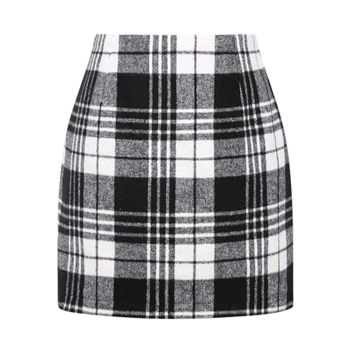 Damen Kurze Winterrock Winter Rock In A-Linie Hüften Umwickelter Wolle Elegant Dicker Frauenrock Damen Kurze Winterrock von EWFAS