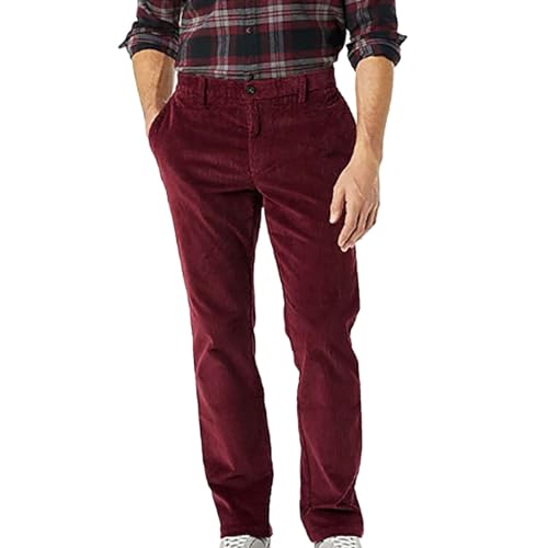 EWFAS Cordhose Herren Winter Gefüttert mit Super-Soft Fleece Futter Stretch Kord Anzughose Kordhose Schneehose Baumwolle Cord Hose Chino Jogger von EWFAS