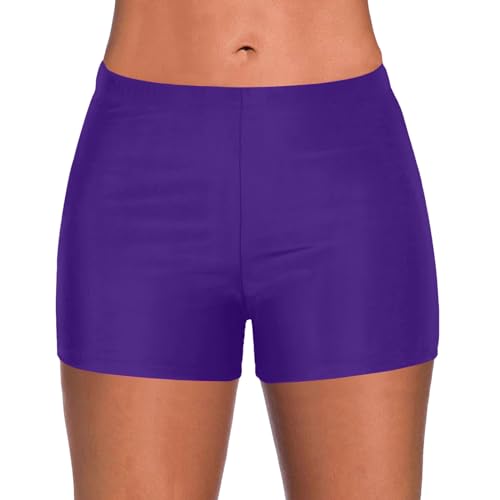 EWFAS Damen Badehose High Waist Badeshorts Wassersport Schwimmshorts Bauch Weg Sport Bikini Shorts Strandshorts Bauchweg Badeshorts Schwimmshorts Basic Damen Bikinihose von EWFAS