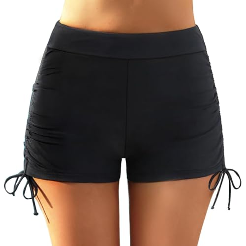 EWFAS Damen Badehose High Waist Badeshorts Wassersport Schwimmshorts Bauch Weg Sport Bikini Shorts Strandshorts Bauchweg Badeshorts Schwimmshorts Basic Damen Bikinihose von EWFAS