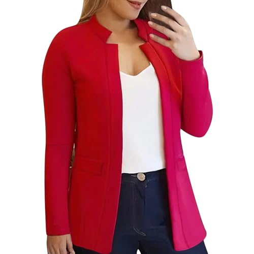 EWFAS Damen Einfarbig Slim Fit Jacke Freizeit Coat Schuljacke Für Den Herbst Elegant Langarm Blazer Elegant Langarm Blazer Sakko Einfarbig Slim Fit Büro Jacke Kurz Mantel Freizeit Coat von EWFAS