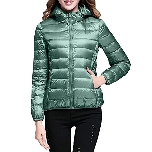 EWFAS Damen Jacke in Daunenoptik Warme Steppjacke Tolle Übergangs Winterjacke Damen Leichte Übergangsjacke Steppjacke mit Kapuze Samtpfote von EWFAS