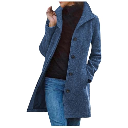 EWFAS Damen Mantel Trenchcoat,Elegant Schwarz Umlegekragen Wollmantel Zweireihiger Longsleeve Große Größen Winddichter Lang Winter Einfarbige Wintermantel Verstellbare Herbst Damenmantel EWFAS Damen Mantel Trenchcoat,Elegant Schwarz Umlegekragen Wollmantel Zweireihiger Longsleeve Große Größen Winddichter Lang Winter Einfarbige Wintermantel Verstellbare Herbst Damenmantel von EWFAS
