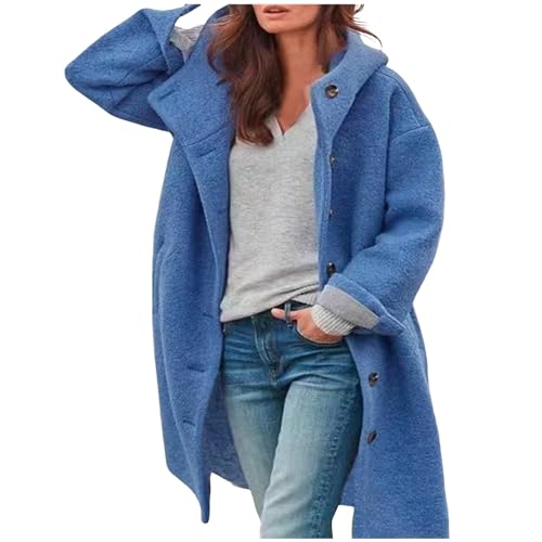 Damen Mantel Trenchcoat Langarm Cardigan Elegante Schlanke Knöpfe Mantel Warm Übergangsmantel Wintermantel Herbst Winter Parka mit Reverskragen Wollmantel Damen Mantel Trenchcoat von EWFAS