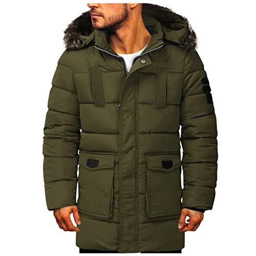 EWFAS Daunenmantel Herren Winter Lange Steppmantel mit Kapuze Warm Wintermantel Winterparka Herren Wintermantel Daunen Jacke Puffermantel Lang Gefüttert von EWFAS