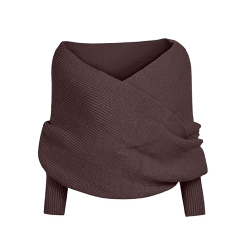 EWFAS Elegante Winter Warm Gestrickt Schals Umhang Einfarbig Wrap Schal Shawl Cape Strickschals Cape Schal Stola aus Wolle mit Ärmel für Frauen und Männer Stricken Wickelschal Sweater Schal von EWFAS