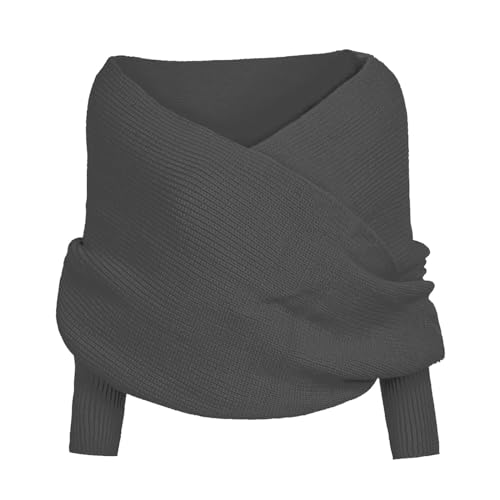 EWFAS Elegante Winter Warm Gestrickt Schals Umhang Einfarbig Wrap Schal Shawl Cape Strickschals Cape Schal Stola aus Wolle mit Ärmel für Frauen und Männer Stricken Wickelschal Sweater Schal von EWFAS