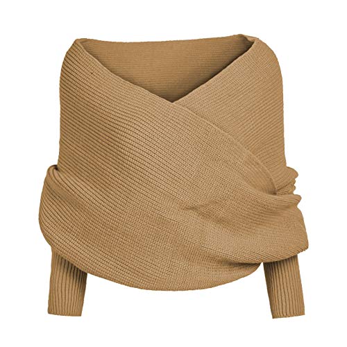 EWFAS Elegante Winter Warm Gestrickt Schals Umhang Einfarbig Wrap Schal Shawl Cape Strickschals Cape Schal Stola aus Wolle mit Ärmel für Frauen und Männer Stricken Wickelschal Sweater Schal von EWFAS