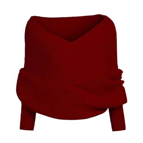 EWFAS Elegante Winter Warm Gestrickt Schals Umhang Einfarbig Wrap Schal Shawl Cape Strickschals Cape Schal Stola aus Wolle mit Ärmel für Frauen und Männer Stricken Wickelschal Sweater Schal von EWFAS