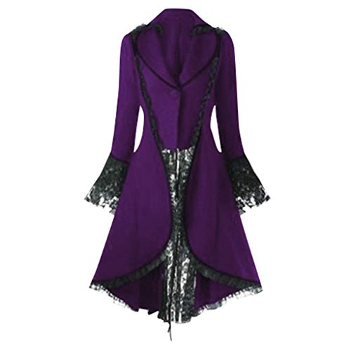 EWFAS Gothic Mantel Damen Steampunk Damen Jacke Mittelalter Kostüm Damen Frack Gehrock Smoking Steam Punk Gotisch Unregelmäßiger Saum Mittelalterlich Kleidung Karneval Kostüm Gothic Mantel von EWFAS